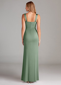 Azazie Denice Brautjungfernkleider Etui Plissee Stretch-Satin Kleid Matcha image2