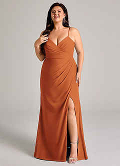 Azazie Maci At-home Try On Dresses Black Sheath Pleated Chiffon Dress image8