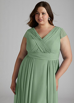 Azazie Organa Bridesmaid Dresses Matcha A-Line Pleated Chiffon Dress image11