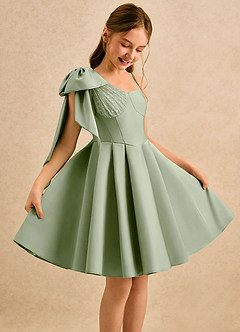 Azazie Beary Girls Formal Flower Girl Klänningar Klä A-Line i Matt satäng Ena axeln image4