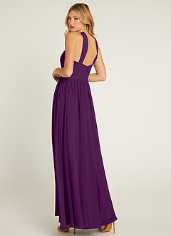 Azazie Jacey Bridesmaid Dresses Grape A-Line Pleated Chiffon Dress image4