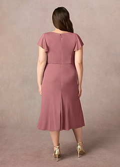 Azazie Vera Mother of the Bride Dresses Desert Rose A-Line V-Neck Pleated Mesh Dress image9