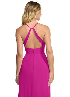 Azazie Davis Brautjungfernkleider A-Linie V-Hals Chiffon Kleid Fuchsia image6