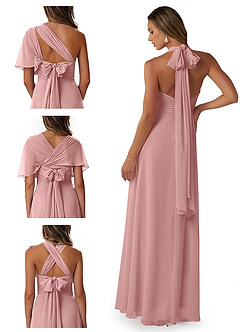 Azazie Fifi Jurken voor bruidsmeisjes Converteerbaar Jurk van Chiffon met A-Lijn Strapless Stoffige Roos image8