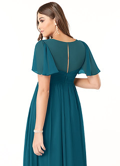 Azazie Verna Maternity Bridesmaid Dresses A-Line V-Neck Ruched Chiffon Floor-Length Dress image6