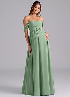 Azazie Saige Maternity Bridesmaid Dresses A-Line Pleated Chiffon Floor-Length Dress image3