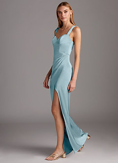 Azazie Mila Stretch Satin Dress Moody Blue Bridesmaid Dresses | Azazie CA