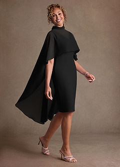 Azazie Irna Klänningar till brudens mor Klä Kolumn i Chiffong Svart image5