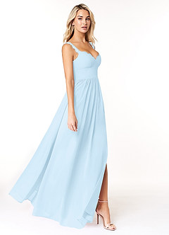 Azazie Cleobella Bridesmaid Dresses Sky Blue A-Line Sweetheart Lace Chiffon Dress image3
