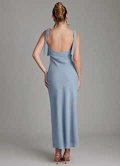 Azazie Luddie Bridesmaid Dresses Dusty Blue Mermaid Bow Chiffon Dress image6