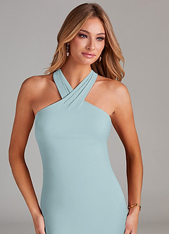 Azazie Doretta Bridesmaid Dresses Mist Mermaid Pleated Chiffon Dress image5