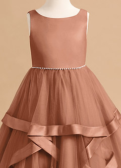 Azazie Posy Blumenmädchenkleider A-Linie Mit Perlen Tüll Kleid Bronzer image5