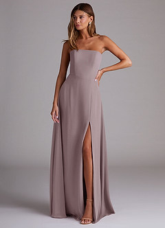 Azazie Wren Bridesmaid Dresses Dusk A-Line Side Slit Chiffon Convertible Dress image1