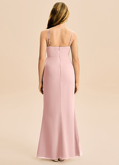 Azazie Buzzy Junior Robe Fourreau en Mousseline de soie Plissée Rose Poudré image5