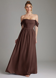 Azazie Caterina Bridesmaid Dresses Ganache A-Line Corset Chiffon Dress image1