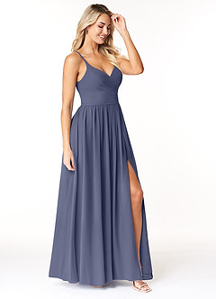 Azazie Dominic Brautjungfernkleider A-Linie V-Hals Gefaltet Chiffon Kleid Sturm image4