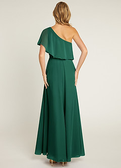 Azazie Lizzy Final Sale Emerald A-Line One Shoulder Chiffon Dress image2