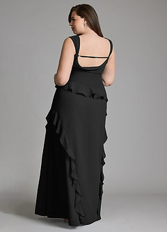 Azazie Sloane Bridesmaid Dresses Black A-Line Sweetheart Neckline Chiffon Dress image9