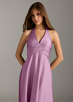 Azazie Tessie Robes de demoiselle d'honneur Robe Trapèze en Satin extensible Plissée Glycine image6