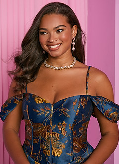 Barbie™ ❤ AZAZIE 4014 Midi Klänning Förgylld Blå image10
