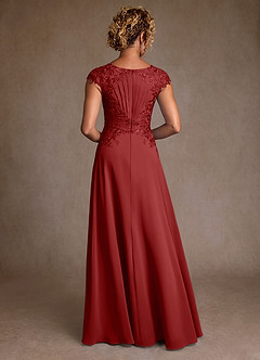 Azazie Christi Mother of the Bride Dresses Rust A-Line Lace Chiffon Dress image2