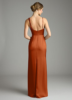 Azazie Samara Bridesmaid Dresses Burnt Orange Mermaid Pleated Stretch Satin Dress image2