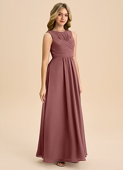 Azazie Skyla Junior Desert Rose A-Line Pleated Chiffon Dress image4