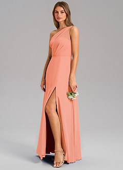 Azazie Phaedra Bridesmaid Dresses Sunset A-Line One Shoulder Chiffon Dress image5
