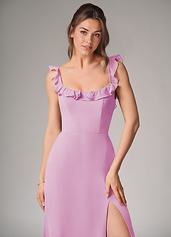 Azazie Callie Robes de demoiselle d'honneur Robe Sirène Convertible en Mousseline de soie Fente Latérale Rose Bonbon image5