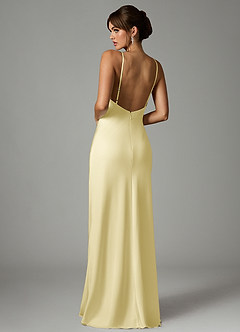 Azazie Stefania Robes de demoiselle d'honneur Robe Trapèze en Satin extensible Sorbet Citron image2