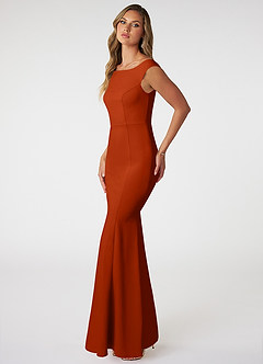 Azazie Nicolina Bridesmaid Dresses Paprika Mermaid Square Neckline Stretch Crepe Dress image3