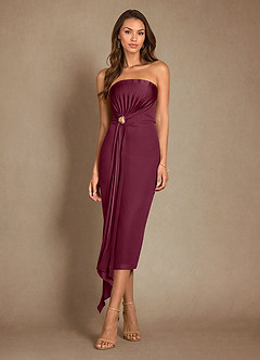 Azazie Dinanta Kleider für die Brautmutter Spalte Plissee Chiffon Kleid Maulbeerrot image4