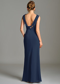 Azazie Kieryn Bridesmaid Dresses Dark Navy Mermaid Pleated Chiffon Dress image2