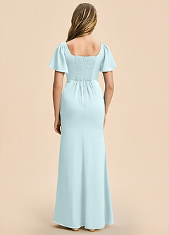 Azazie Chace Junior Sea Glass Sheath Stretch Satin Dress image2