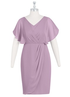 Azazie Julia Kleider für die Brautmutter Etui V-Hals Gefaltet Chiffon Kleid Blauregen image6