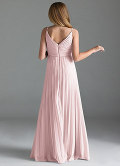 Azazie Raychelle Junior Blushing Pink A-Line Pleated Chiffon Dress image4