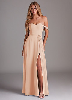 Azazie Aaron Jurken voor bruidsmeisjes Converteerbaar Jurk van Chiffon met A-Lijn Off the Shoulder Engelse Roos image1