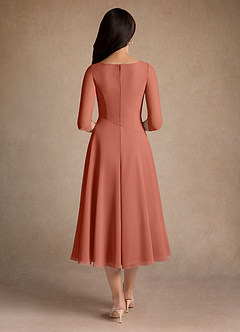 Azazie Durant Vestidos para mãe da noiva Vestido Argila de Chiffon de Linha A com Plissado image3