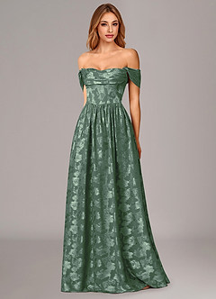 Azazie Hazel Jurken voor bruidsmeisjes Jurk van Bloemen Burn-out met A-Lijn Korset Eucalyptus image3