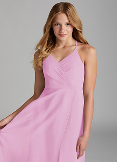 Azazie Davis Junior Candy Pink A-Line Chiffon Dress image6