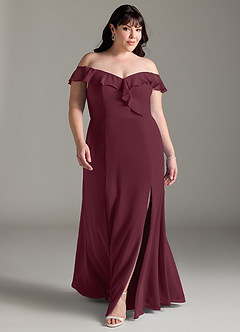 Azazie Sophie Vestidos de damas de honor Vestido de Cabernet de Gasa de Corte en A Convertible con Vestidos sin tirantes image6