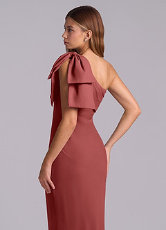 Azazie Yuanna Bridesmaid Dresses Terracotta Mermaid One Shoulder Chiffon Dress image8