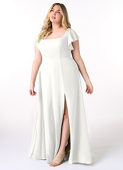 Azazie Bondi Bridesmaid Dresses White A-Line Ruffled Chiffon Dress image9