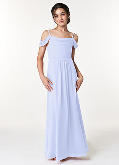 Azazie Alivia Junior A-Linie Schulterfrei Chiffon Kleid Lavendel image4