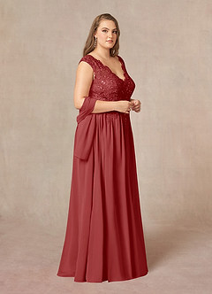 Azazie Amethyst Mother of the Bride Dresses Rust A-Line V-Neck Sequins Chiffon Dress image11