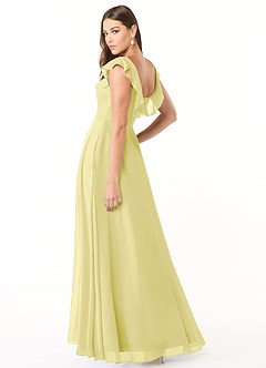 Azazie Jinny Brautjungfernkleider A-Linie Quadratischer Ausschnitt Gerüscht Chiffon Kleid Zitronensorbet image4