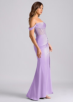 Azazie Alyce Bridesmaid Dresses Lilac Mermaid Off the Shoulder Stretch Satin Convertible Dress image3