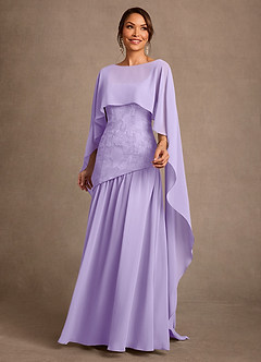 Azazie Flossie Kleider für die Brautmutter A-Linie Plissee Chiffon Kleid Flieder image3