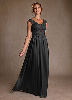 Azazie Amethyst Mother of the Bride Dresses Black A-Line Lace Dress image3