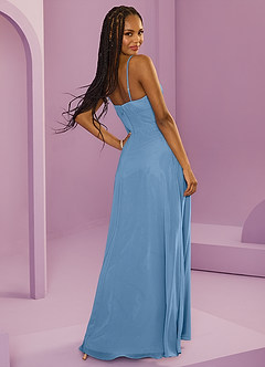Barbie ♥ Azazie Bridesmaid Dresses Steel Blue A-Line with Pockets Chiffon Dress image11
